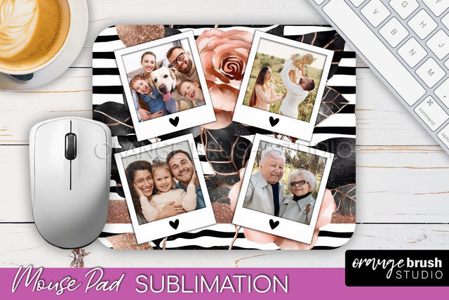 Flowers Photo Frame Mouse Pad Sublimation, Add Your Picture Sublimation OrangeBrushStudio 