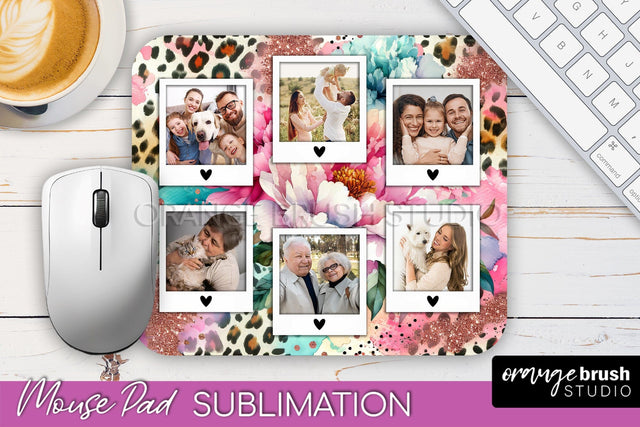 Flowers Photo Frame Mouse Pad Sublimation, Add Your Picture Sublimation OrangeBrushStudio 
