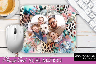 Flowers Photo Frame Mouse Pad Sublimation, Add Your Picture Sublimation OrangeBrushStudio 