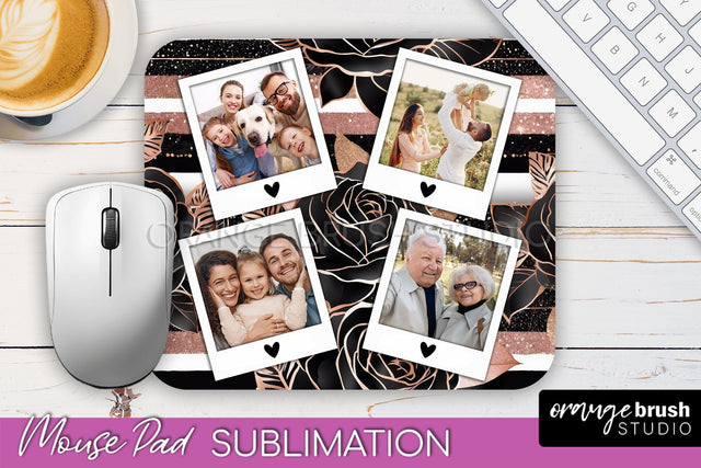 Flowers Photo Frame Mouse Pad Sublimation, Add Your Picture Sublimation OrangeBrushStudio 