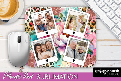 Flowers Photo Frame Mouse Pad Sublimation, Add Your Picture Sublimation OrangeBrushStudio 