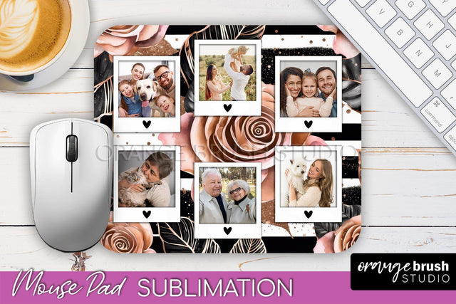 Flowers Photo Frame Mouse Pad Sublimation, Add Your Picture Sublimation OrangeBrushStudio 