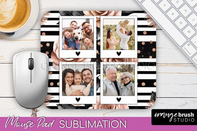 Flowers Photo Frame Mouse Pad Sublimation, Add Your Picture Sublimation OrangeBrushStudio 