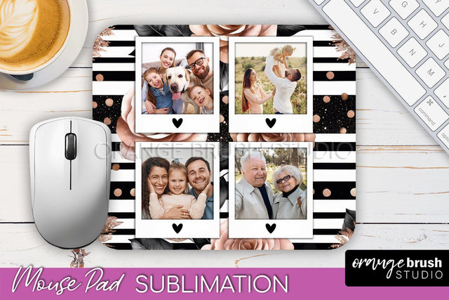 Flowers Photo Frame Mouse Pad Sublimation, Add Your Picture Sublimation OrangeBrushStudio 