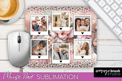 Flowers Photo Frame Mouse Pad Sublimation, Add Your Picture Sublimation OrangeBrushStudio 