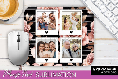 Flowers Photo Frame Mouse Pad Sublimation, Add Your Picture Sublimation OrangeBrushStudio 