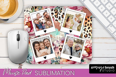 Flowers Photo Frame Mouse Pad Sublimation, Add Your Picture Sublimation OrangeBrushStudio 