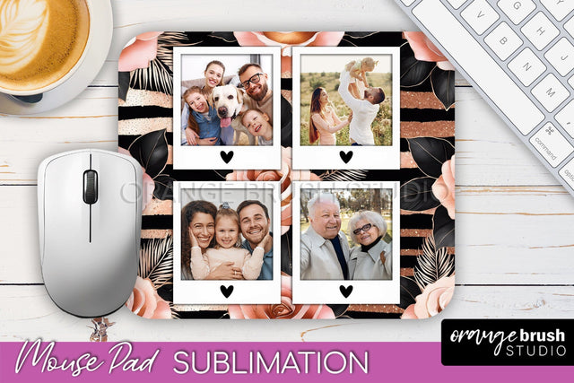 Flowers Photo Frame Mouse Pad Sublimation, Add Your Picture Sublimation OrangeBrushStudio 