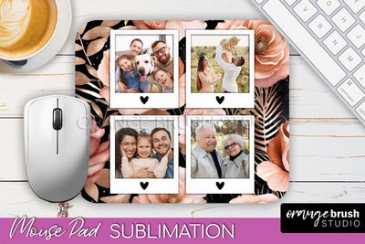 Flowers Photo Frame Mouse Pad Sublimation, Add Your Picture Sublimation OrangeBrushStudio 