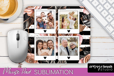 Flowers Photo Frame Mouse Pad Sublimation, Add Your Picture Sublimation OrangeBrushStudio 