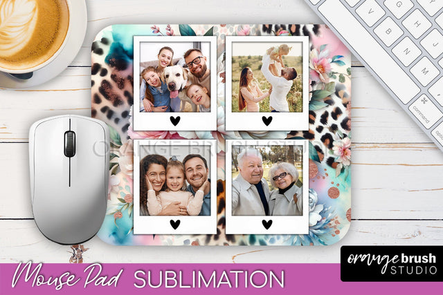 Flowers Photo Frame Mouse Pad Sublimation, Add Your Picture Sublimation OrangeBrushStudio 