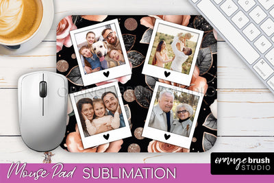Flowers Photo Frame Mouse Pad Sublimation, Add Your Picture Sublimation OrangeBrushStudio 