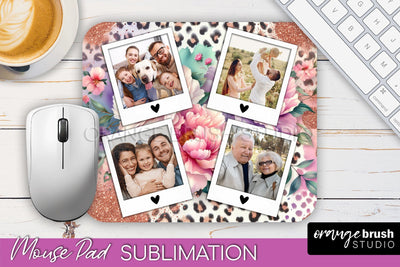 Flowers Photo Frame Mouse Pad Sublimation, Add Your Picture Sublimation OrangeBrushStudio 