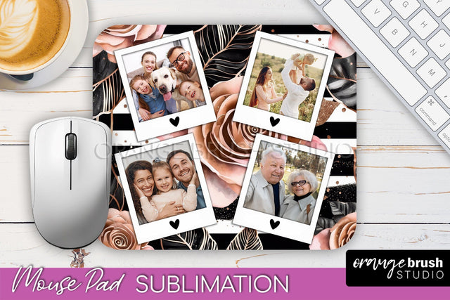Flowers Photo Frame Mouse Pad Sublimation, Add Your Picture Sublimation OrangeBrushStudio 