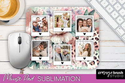 Flowers Photo Frame Mouse Pad Sublimation, Add Your Picture Sublimation OrangeBrushStudio 