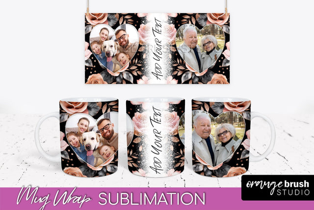 Flowers Photo Frame Mug Wrap - Add Picture Mug Sublimation Sublimation OrangeBrushStudio 