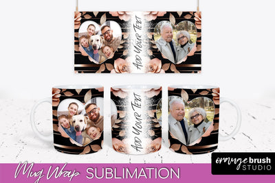 Flowers Photo Frame Mug Wrap - Add Picture Mug Sublimation Sublimation OrangeBrushStudio 