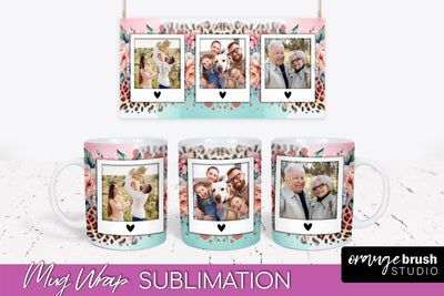 Flowers Photo Frame Mug Wrap - Add Picture Mug Sublimation Sublimation OrangeBrushStudio 