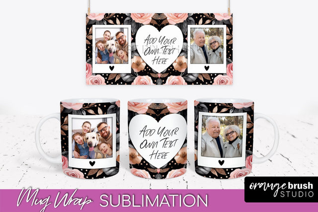 Flowers Photo Frame Mug Wrap - Add Picture Mug Sublimation Sublimation OrangeBrushStudio 