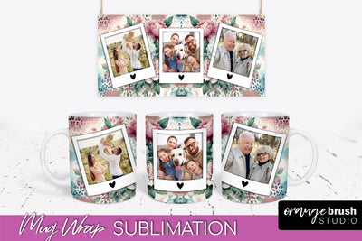 Flowers Photo Frame Mug Wrap - Add Picture Mug Sublimation Sublimation OrangeBrushStudio 