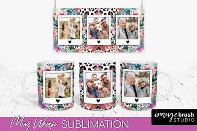 Flowers Photo Frame Mug Wrap - Add Picture Mug Sublimation Sublimation OrangeBrushStudio 