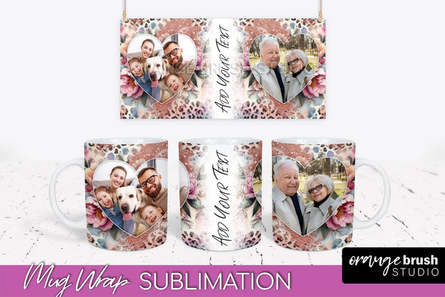 Flowers Photo Frame Mug Wrap - Add Picture Mug Sublimation Sublimation OrangeBrushStudio 