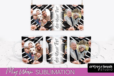 Flowers Photo Frame Mug Wrap - Add Picture Mug Sublimation Sublimation OrangeBrushStudio 