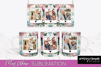 Flowers Photo Frame Mug Wrap - Add Picture Mug Sublimation Sublimation OrangeBrushStudio 