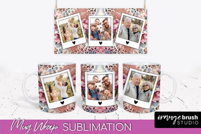 Flowers Photo Frame Mug Wrap - Add Picture Mug Sublimation Sublimation OrangeBrushStudio 