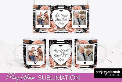 Flowers Photo Frame Mug Wrap - Add Picture Mug Sublimation Sublimation OrangeBrushStudio 