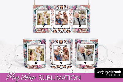 Flowers Photo Frame Mug Wrap - Add Picture Mug Sublimation Sublimation OrangeBrushStudio 