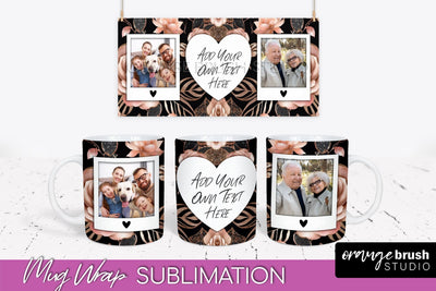 Flowers Photo Frame Mug Wrap - Add Picture Mug Sublimation Sublimation OrangeBrushStudio 