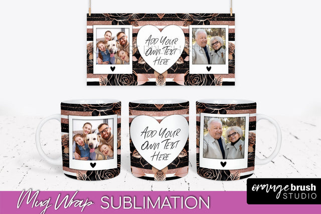 Flowers Photo Frame Mug Wrap - Add Picture Mug Sublimation Sublimation OrangeBrushStudio 