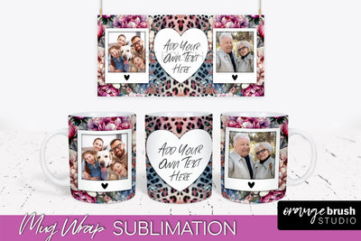 Flowers Photo Frame Mug Wrap - Add Picture Mug Sublimation Sublimation OrangeBrushStudio 