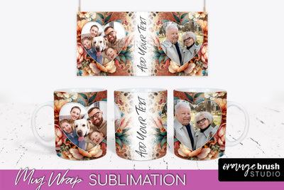 Flowers Photo Frame Mug Wrap - Add Picture Mug Sublimation Sublimation OrangeBrushStudio 