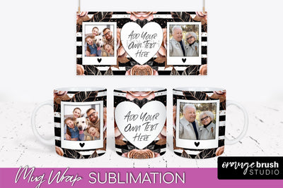 Flowers Photo Frame Mug Wrap - Add Picture Mug Sublimation Sublimation OrangeBrushStudio 