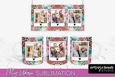 Flowers Photo Frame Mug Wrap - Add Picture Mug Sublimation Sublimation OrangeBrushStudio 