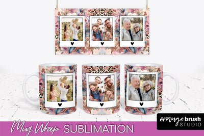 Flowers Photo Frame Mug Wrap - Add Picture Mug Sublimation Sublimation OrangeBrushStudio 