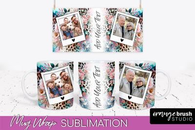 Flowers Photo Frame Mug Wrap - Add Picture Mug Sublimation Sublimation OrangeBrushStudio 