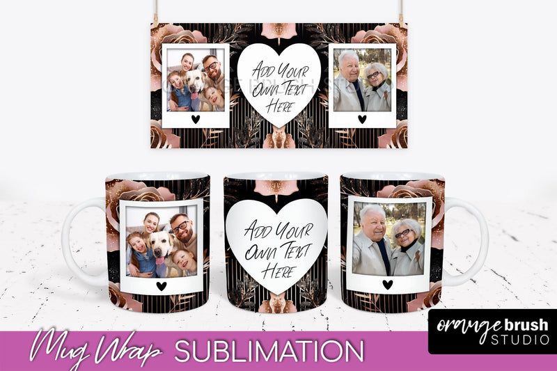 Flowers Photo Frame Mug Wrap - Add Picture Mug Sublimation Sublimation OrangeBrushStudio 