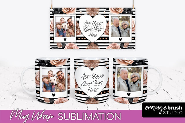 Flowers Photo Frame Mug Wrap - Add Picture Mug Sublimation Sublimation OrangeBrushStudio 