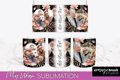 Flowers Photo Frame Mug Wrap - Add Picture Mug Sublimation Sublimation OrangeBrushStudio 