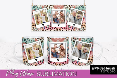 Flowers Photo Frame Mug Wrap - Add Picture Mug Sublimation Sublimation OrangeBrushStudio 