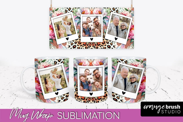 Flowers Photo Frame Mug Wrap - Add Picture Mug Sublimation Sublimation OrangeBrushStudio 