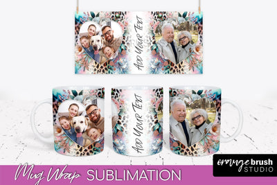 Flowers Photo Frame Mug Wrap - Add Picture Mug Sublimation Sublimation OrangeBrushStudio 