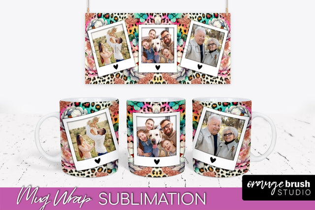 Flowers Photo Frame Mug Wrap - Add Picture Mug Sublimation Sublimation OrangeBrushStudio 