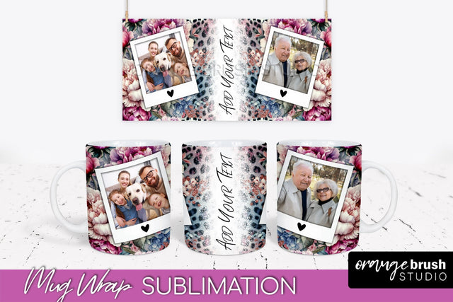 Flowers Photo Frame Mug Wrap - Add Picture Mug Sublimation Sublimation OrangeBrushStudio 