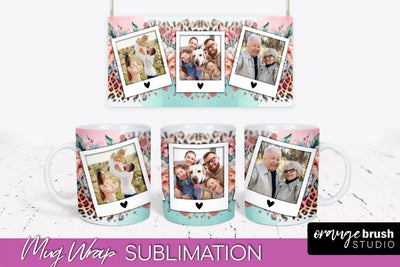 Flowers Photo Frame Mug Wrap - Add Picture Mug Sublimation Sublimation OrangeBrushStudio 