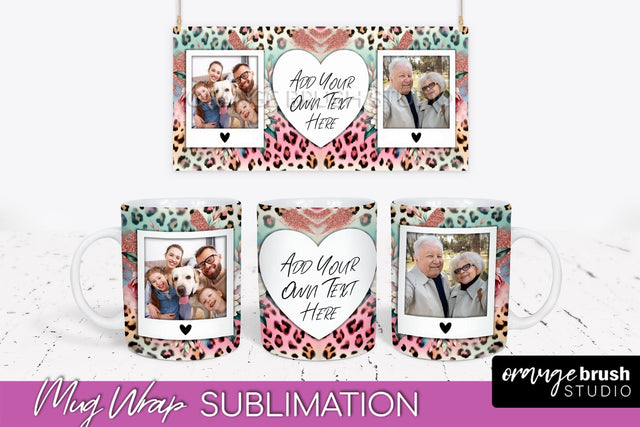 Flowers Photo Frame Mug Wrap - Add Picture Mug Sublimation Sublimation OrangeBrushStudio 