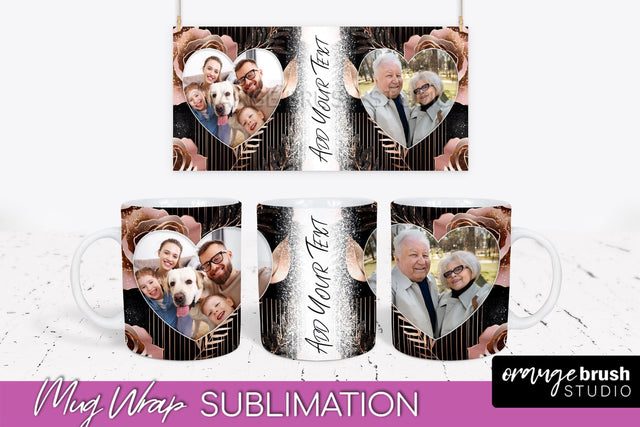 Flowers Photo Frame Mug Wrap - Add Picture Mug Sublimation Sublimation OrangeBrushStudio 